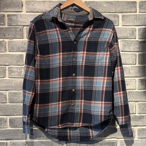 Eddie Bauer Blue and Red Plaid Flannel Shirt